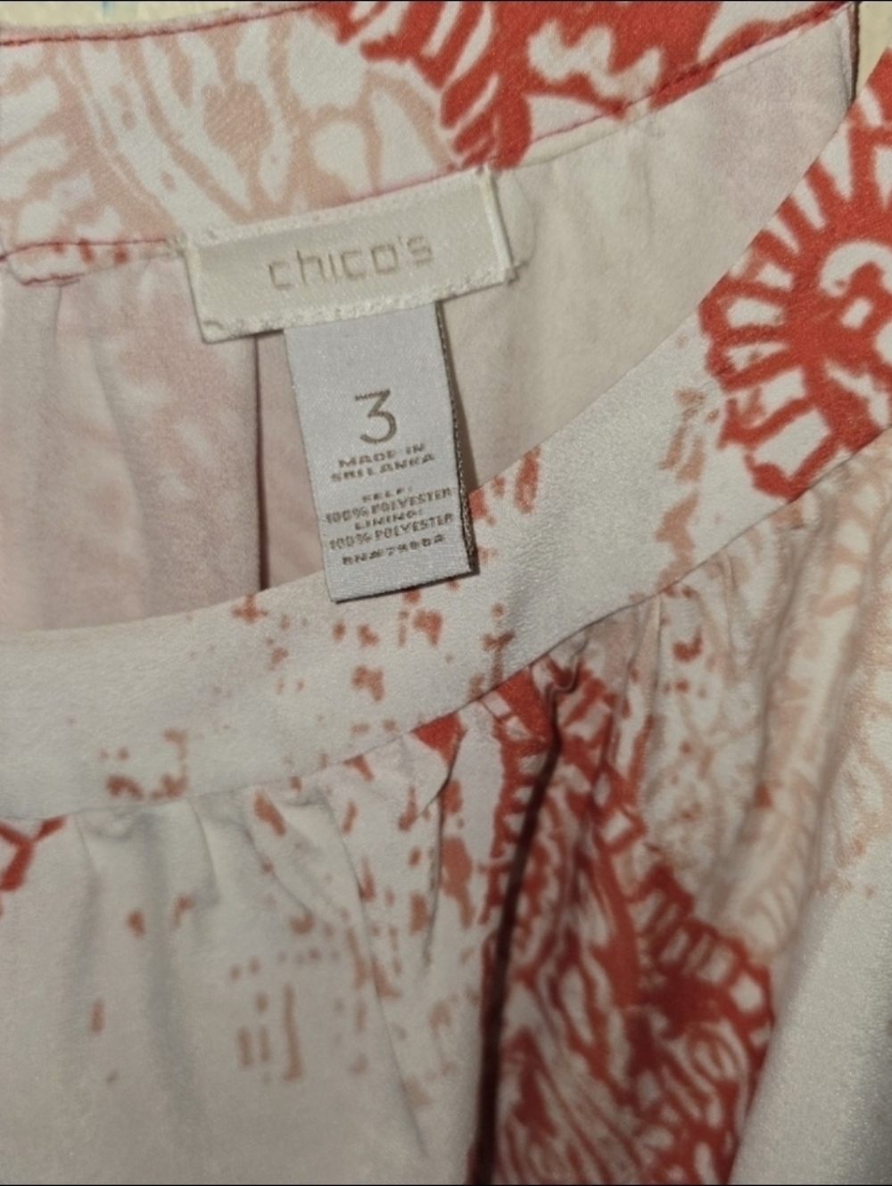 Chico's Sz. Xlarge Coral/white Paisley Halter Dress - Picture 4 of 9